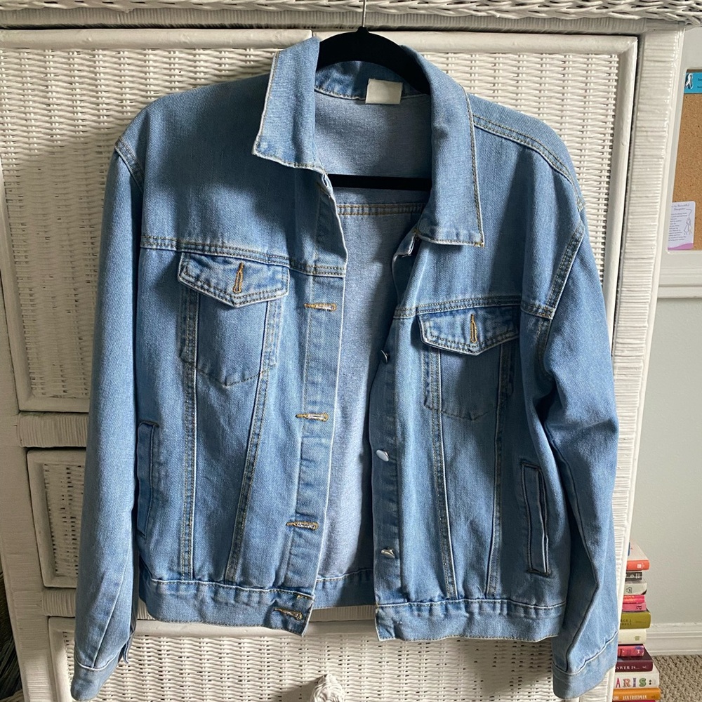 Light wash button up jean jacket